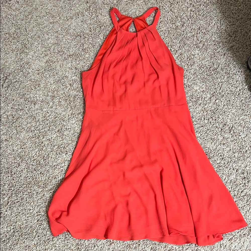 Elegant Coral Halter Dress